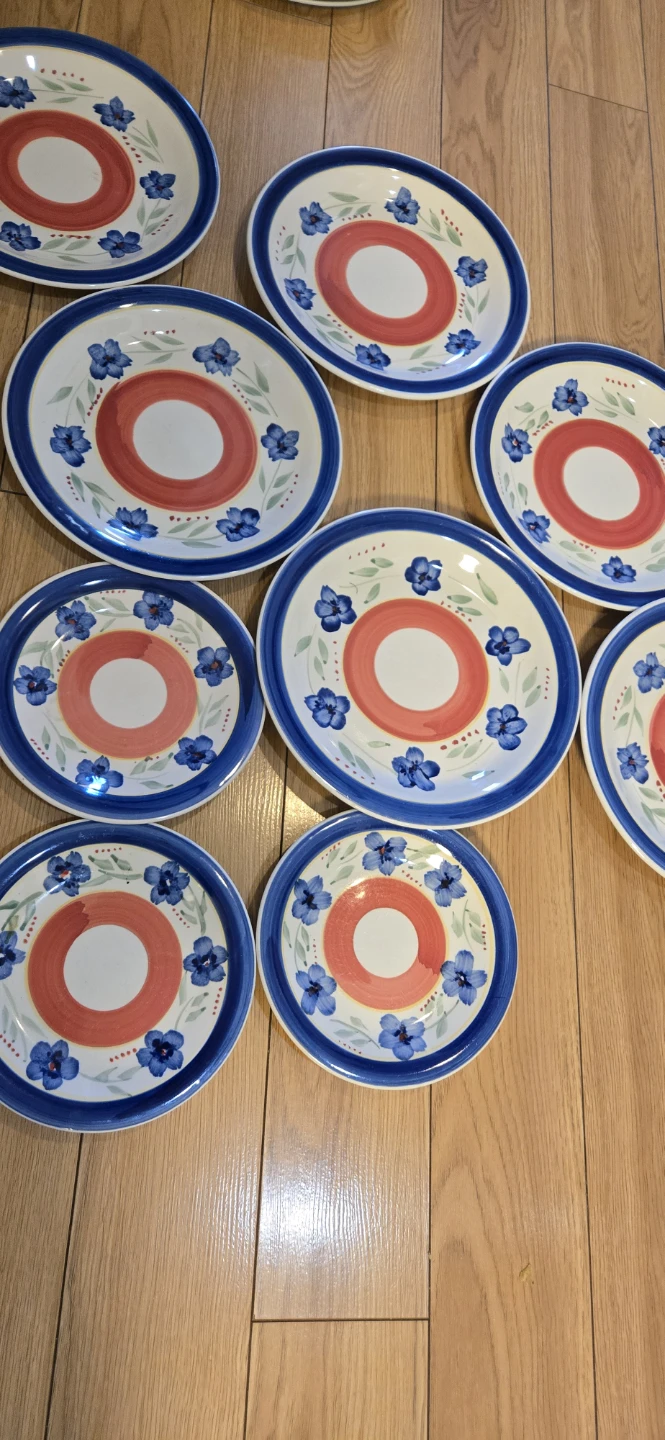 Set of 9 Decorative Plates with Blue Flowers - photo 4