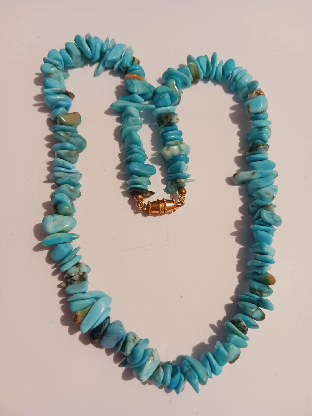 Turquoise Stone Necklace with Gold Tone  Clasp - photo 3