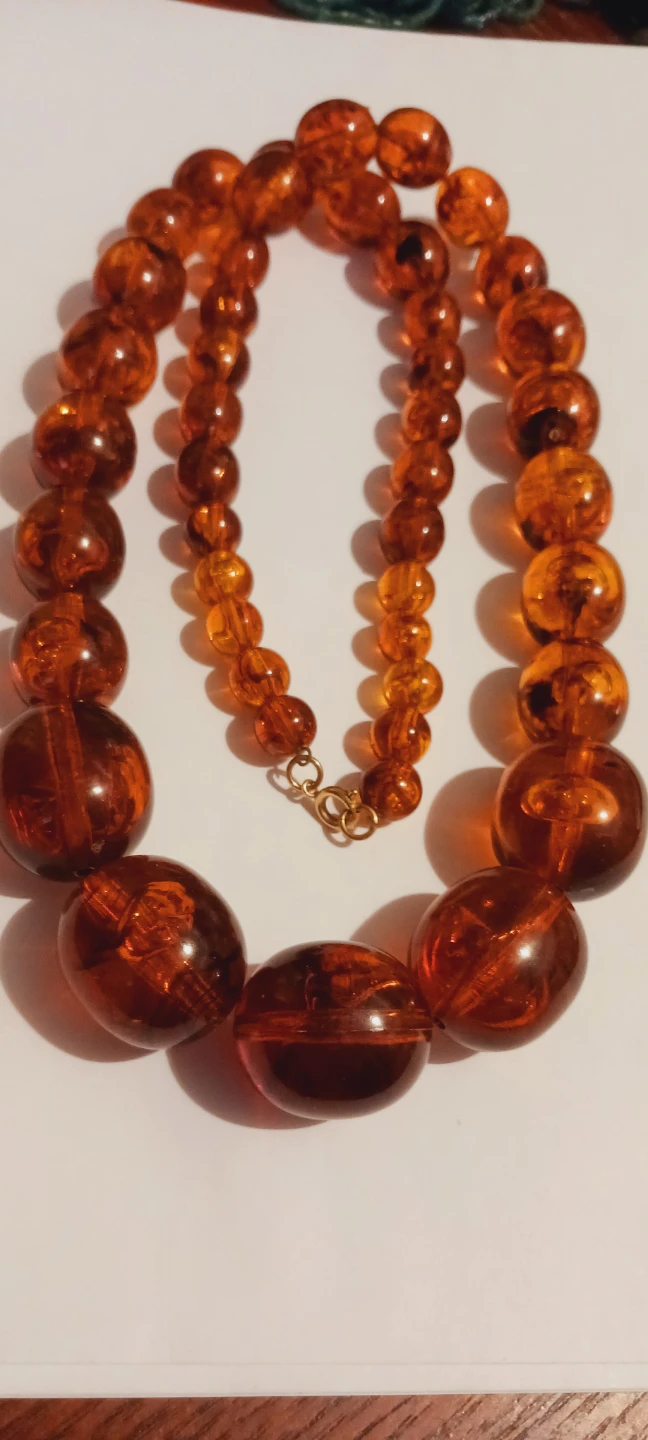 Graduated  Cognac Amber Beaded Necklace - photo 2