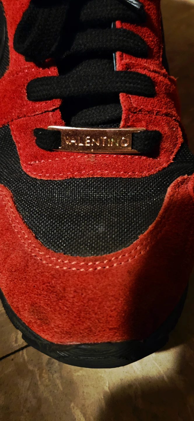 Valentino Red & Black Suede Sneakers  6.5 - photo 4