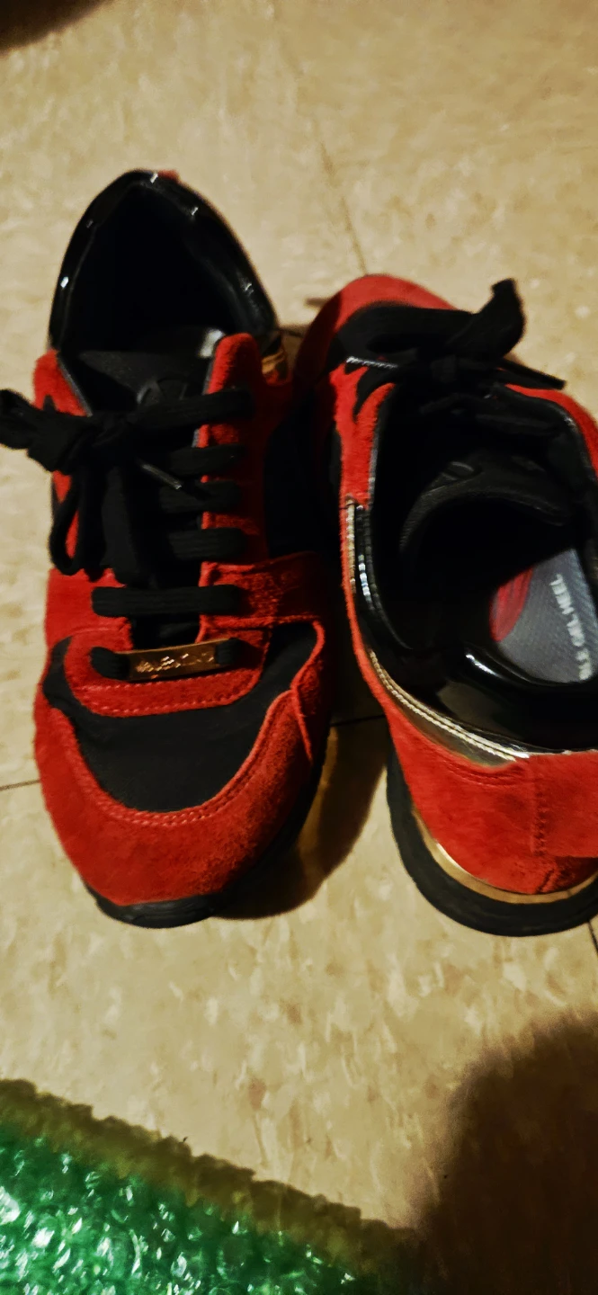 Valentino Red & Black Suede Sneakers  6.5 - photo 2