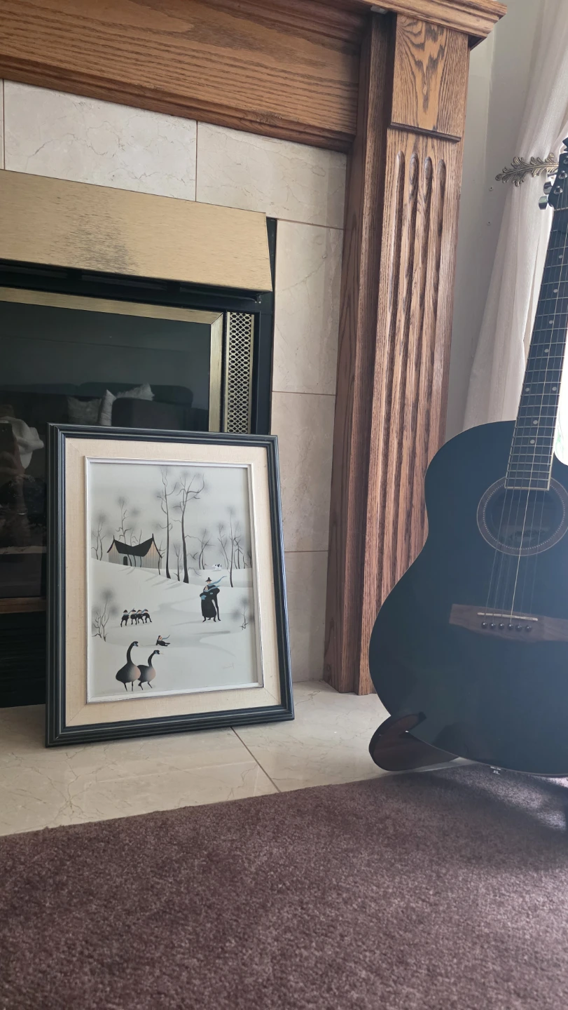 Framed Vintage Winter Folk Art Canvas Print by Haverty