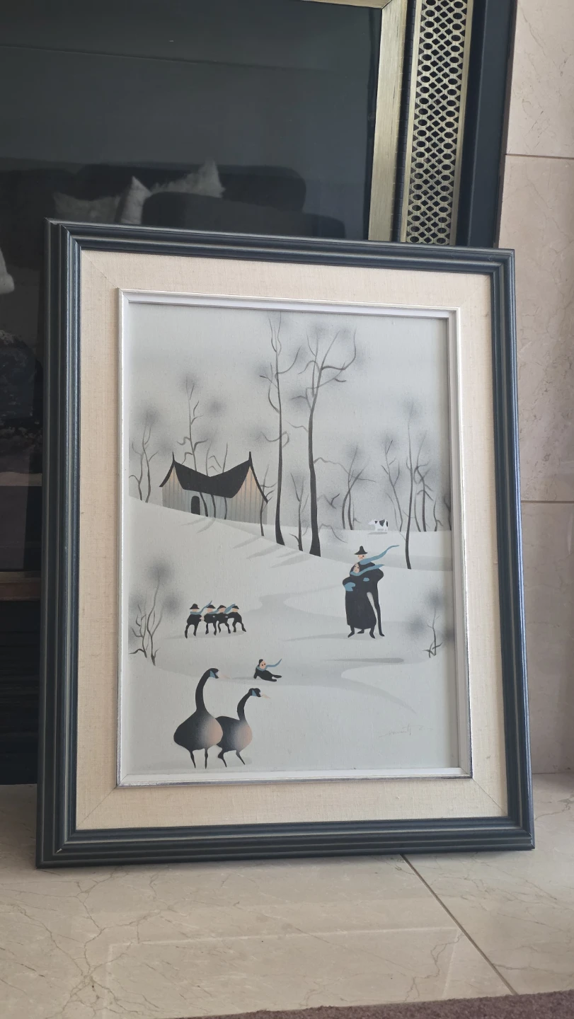 Framed Vintage Winter Folk Art Canvas Print by Haverty - photo 2
