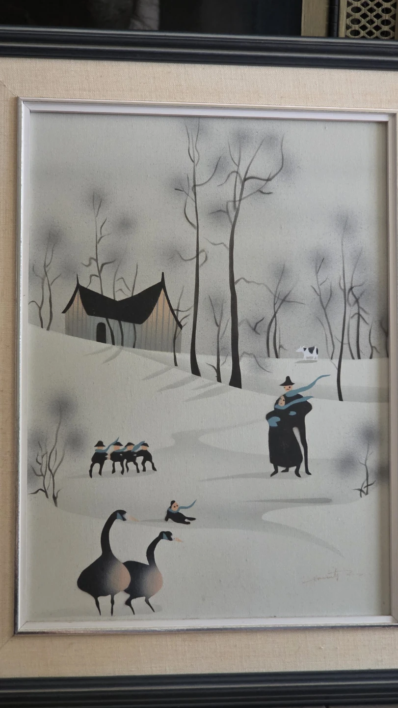 Framed Vintage Winter Folk Art Canvas Print by Haverty - photo 3
