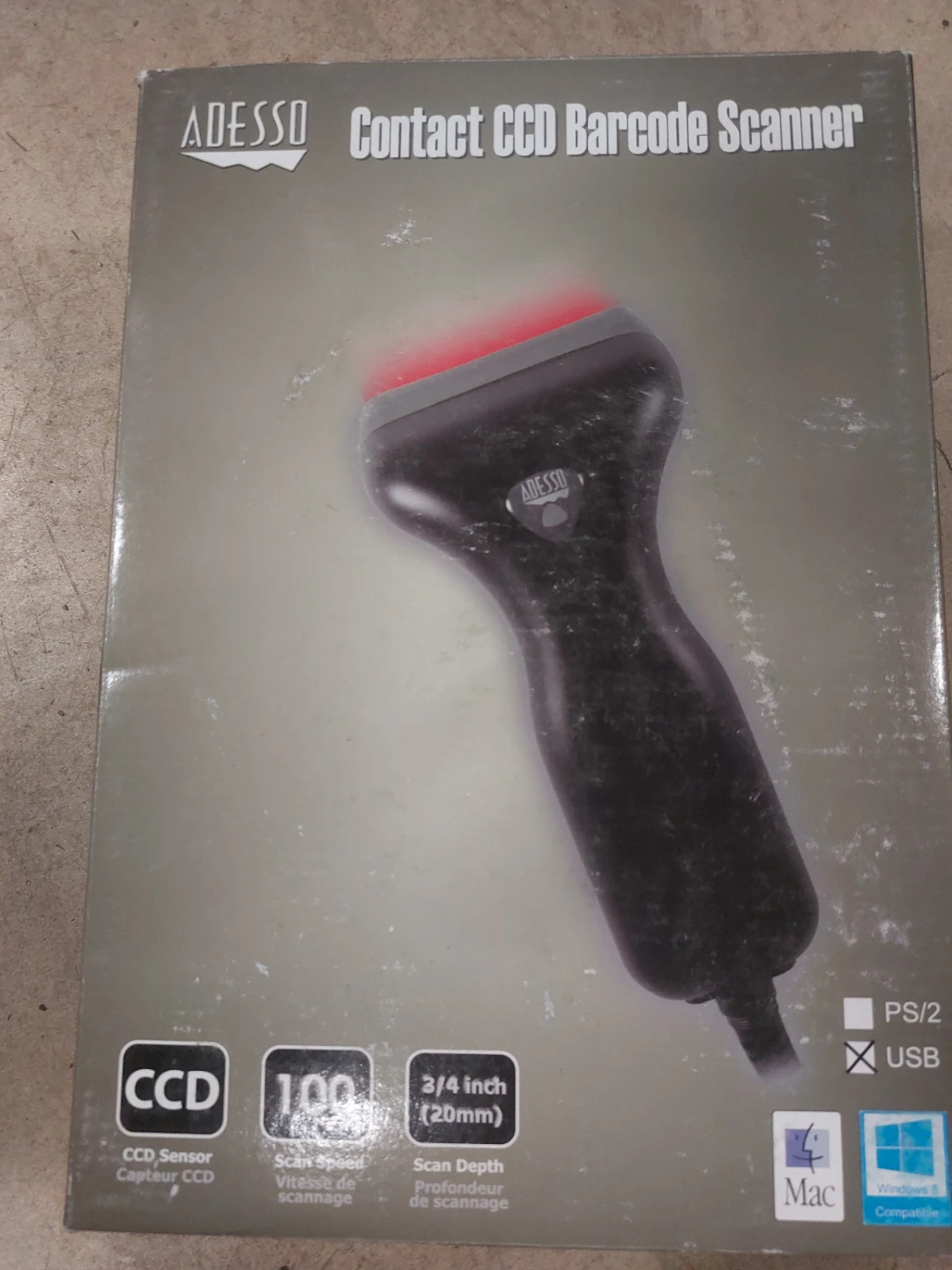 ADesso Contact CCD Barcode Scanner NEW