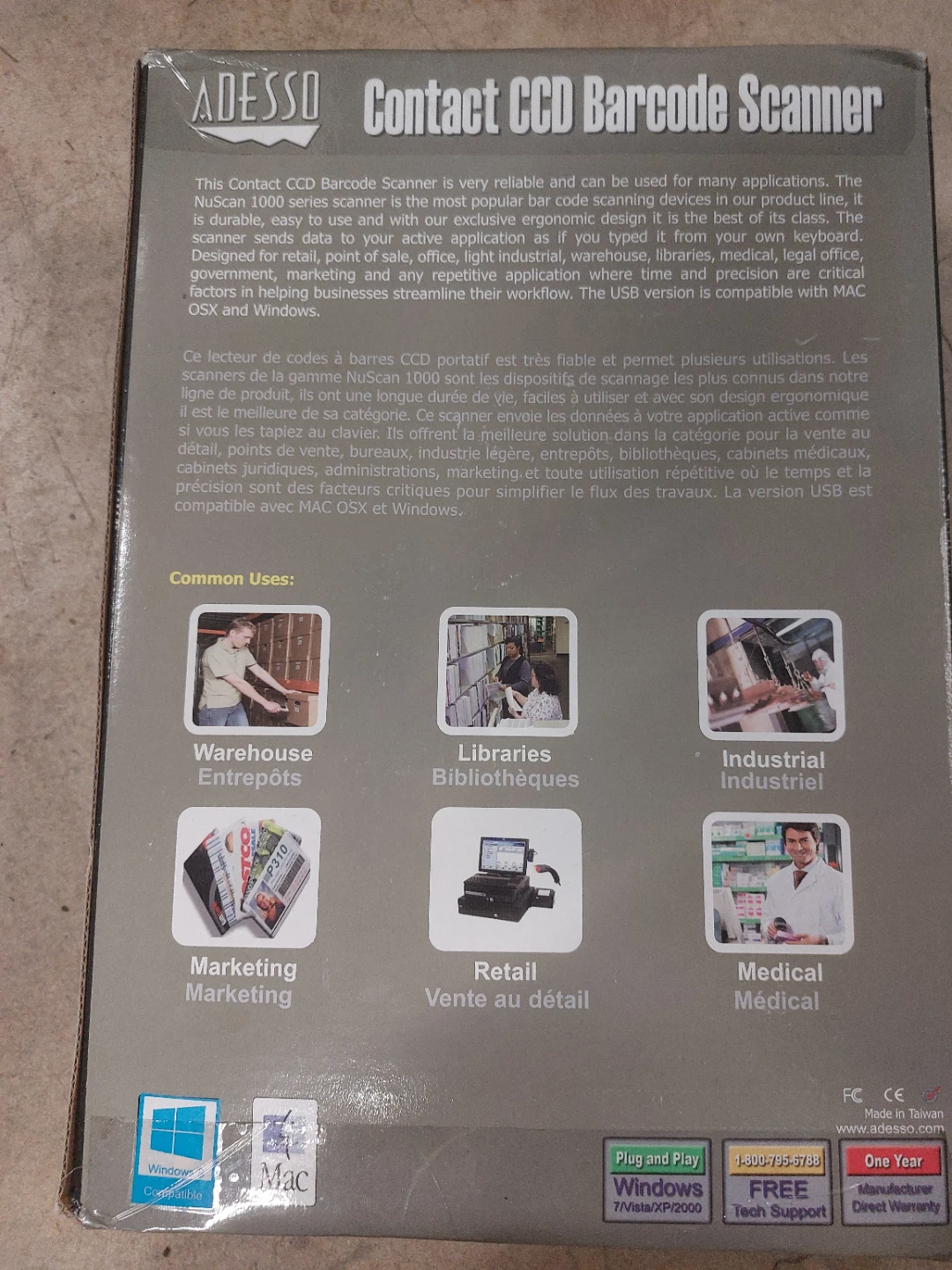 ADesso Contact CCD Barcode Scanner NEW - photo 2
