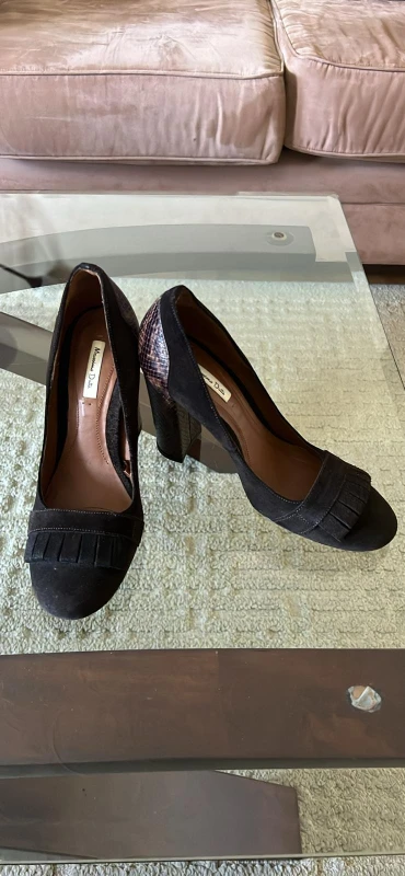 Massimo Dutti  brown Suede Heels - photo 4