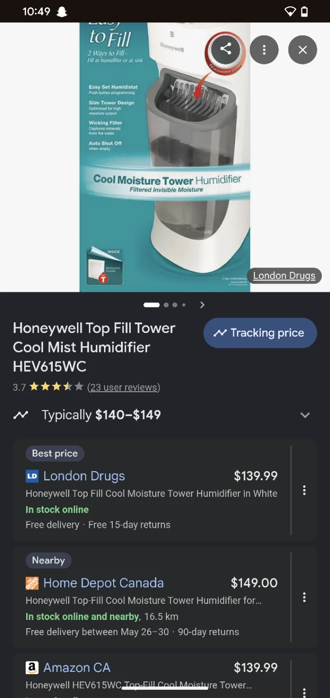 Honeywell Top Fill Tower Cool Mist Humidifier HEV615WC - photo 2
