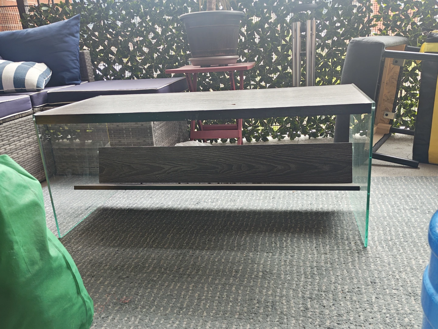 Glass and Wood Coffee Table