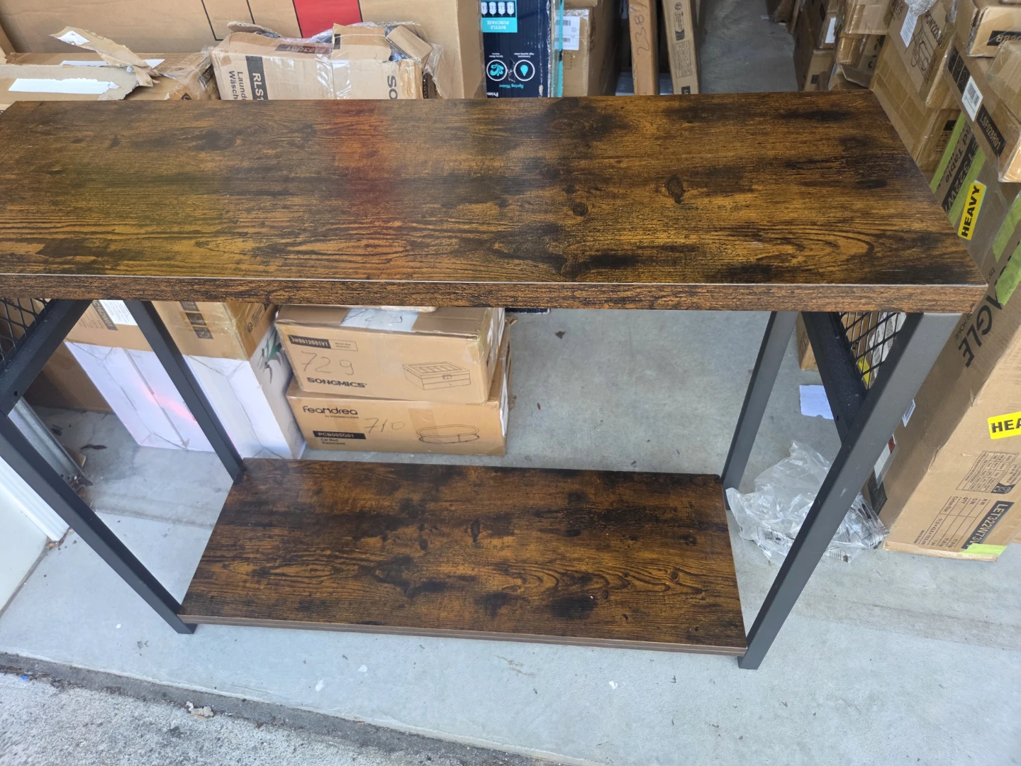 Rustic Wood and Metal Console Table with Shelf