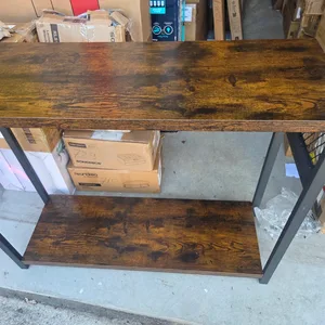 Rustic Wood and Metal Console Table with Shelf