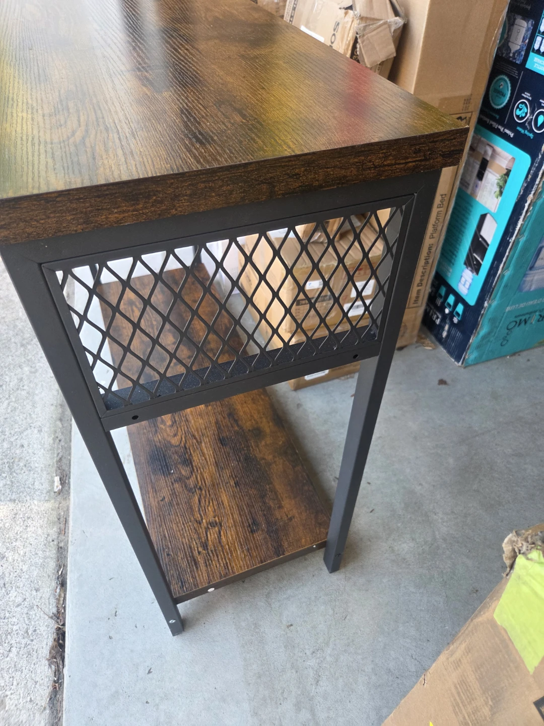 Rustic Wood and Metal Console Table with Shelf - photo 2