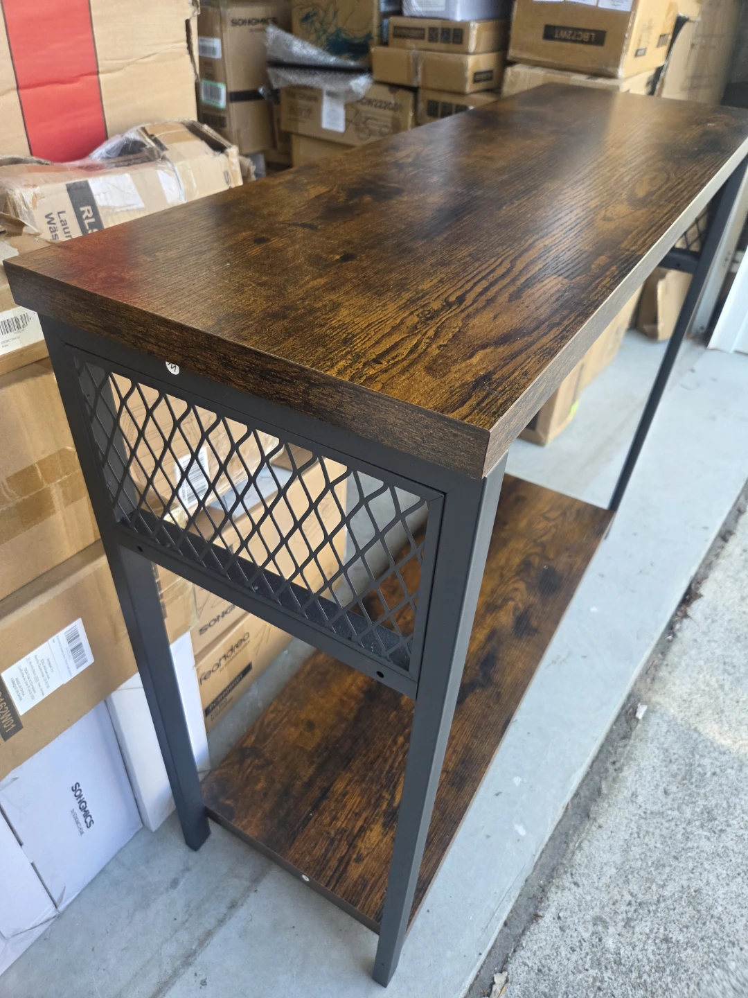 Rustic Wood and Metal Console Table with Shelf - photo 3
