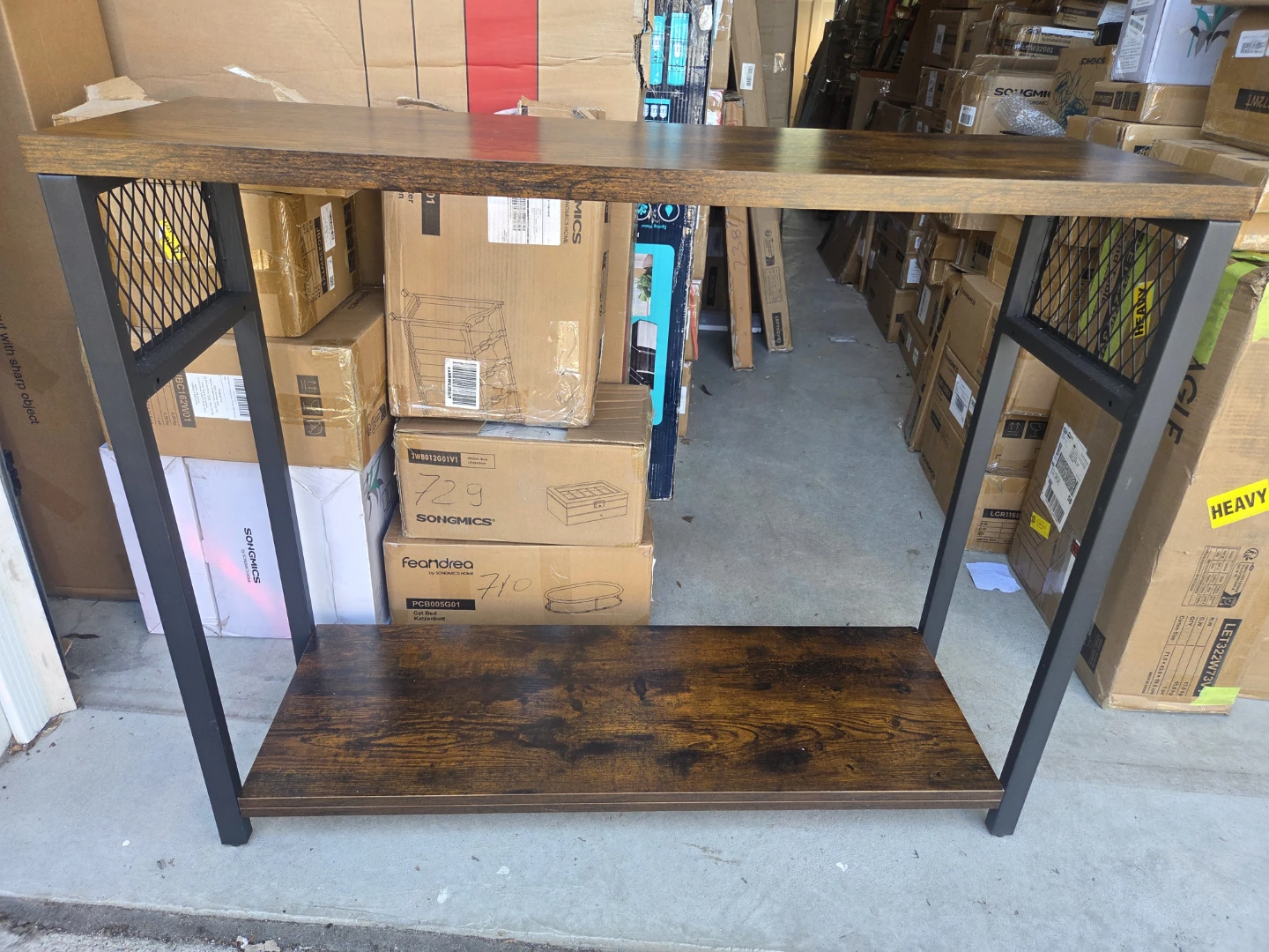 Rustic Wood and Metal Console Table with Shelf - photo 4