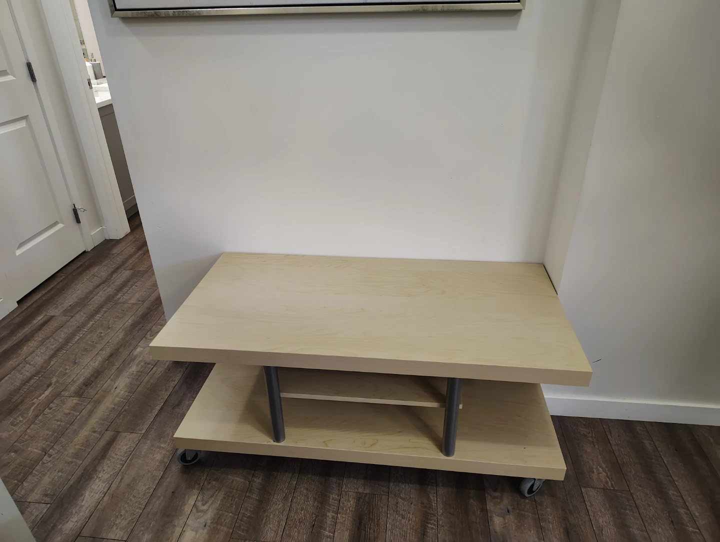 Wood Entertainment Stand with Wheels