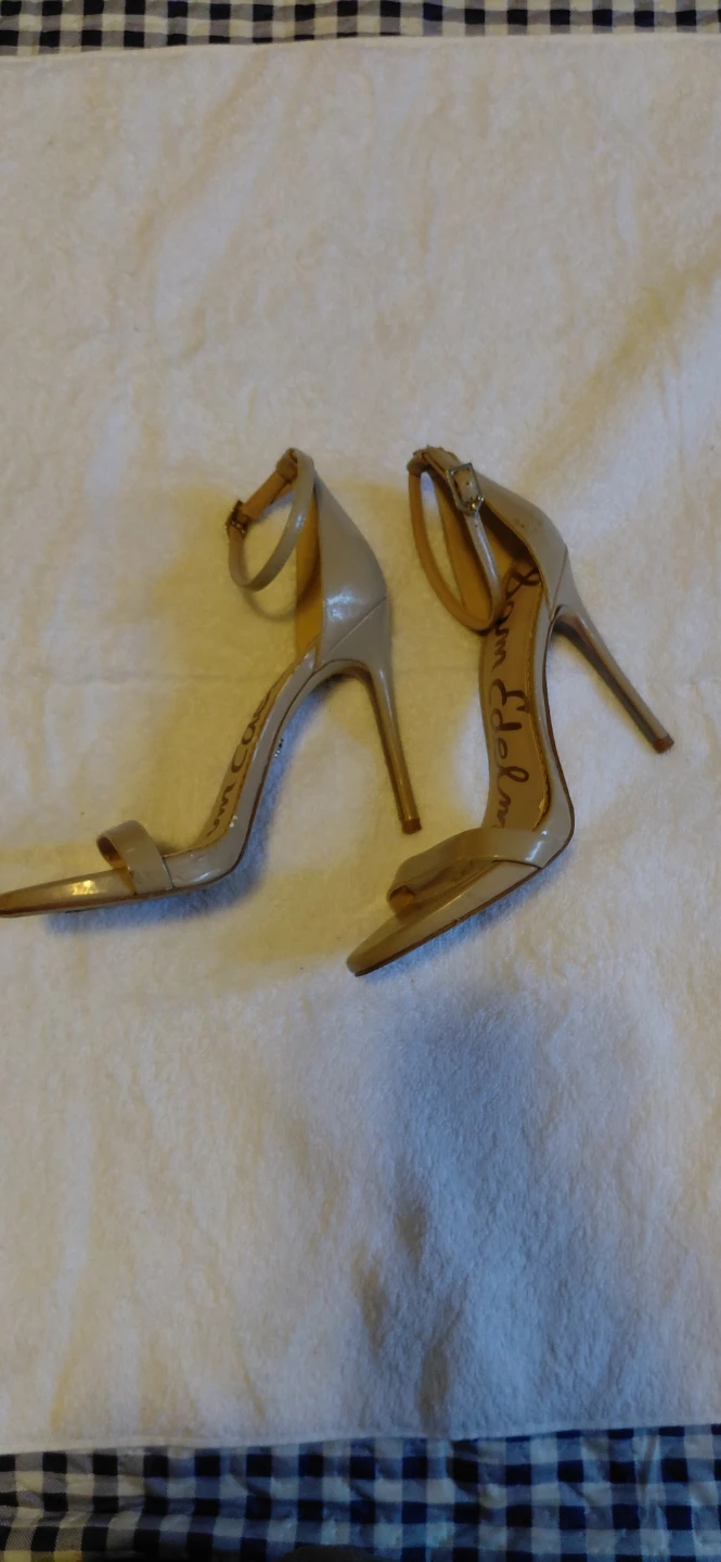 Sam Edelman Nude Patent Leather Ankle Strap Heels - photo 2
