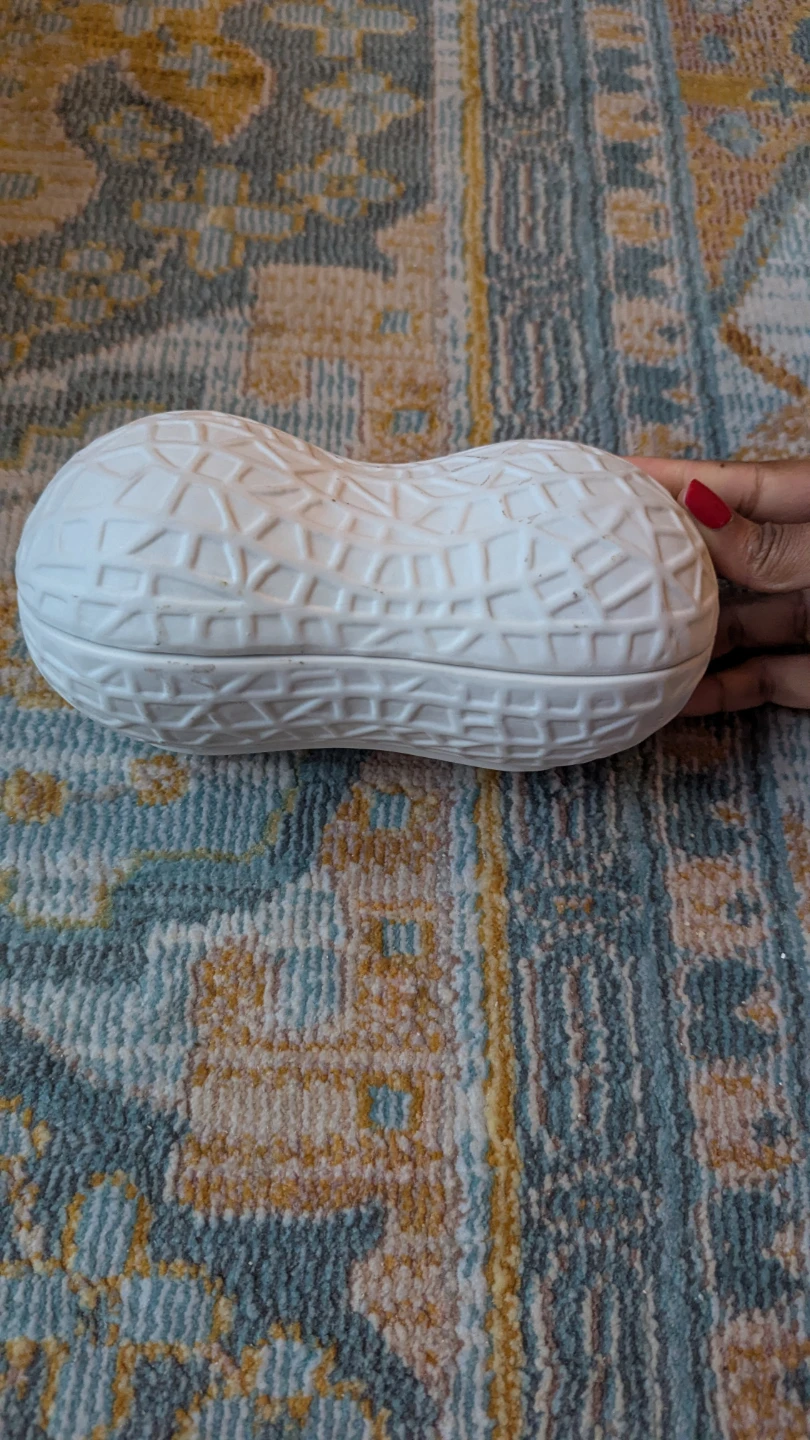 CB2 White Peanut Shaped Ceramic Dish with Lid