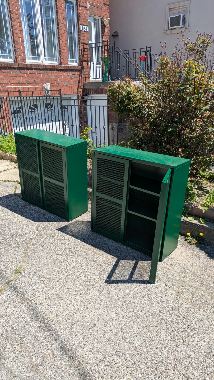 Green Metal Storage Cabinets (Set of 2)