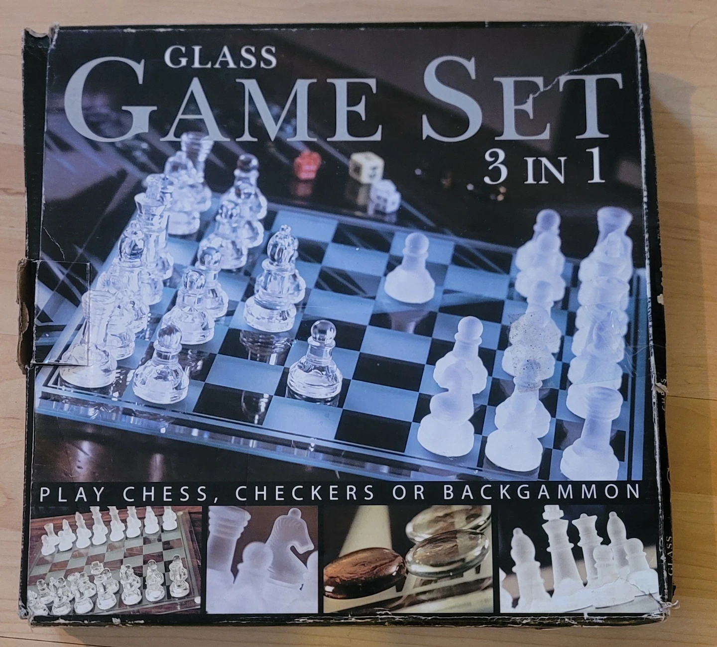Glass Game Set - 3 in 1 (Chess, Checkers, Backgammon)