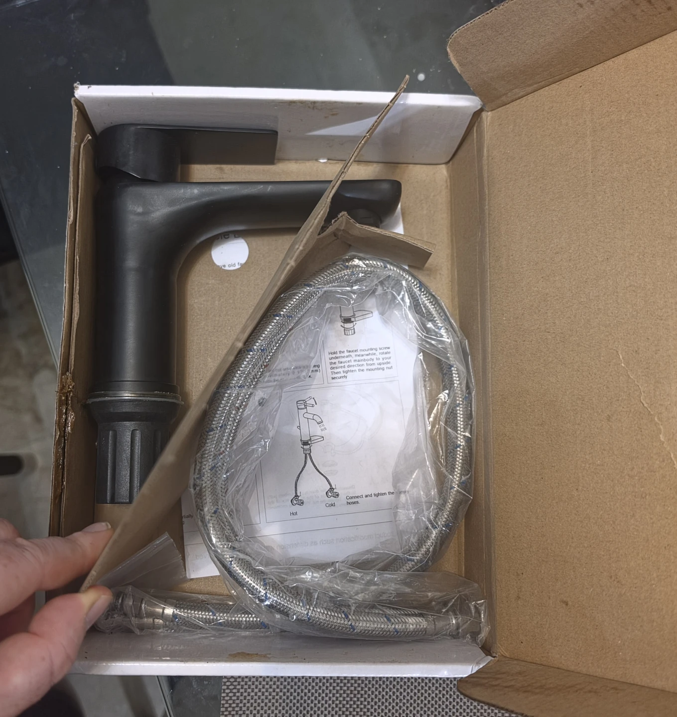 Black Faucet with Hoses