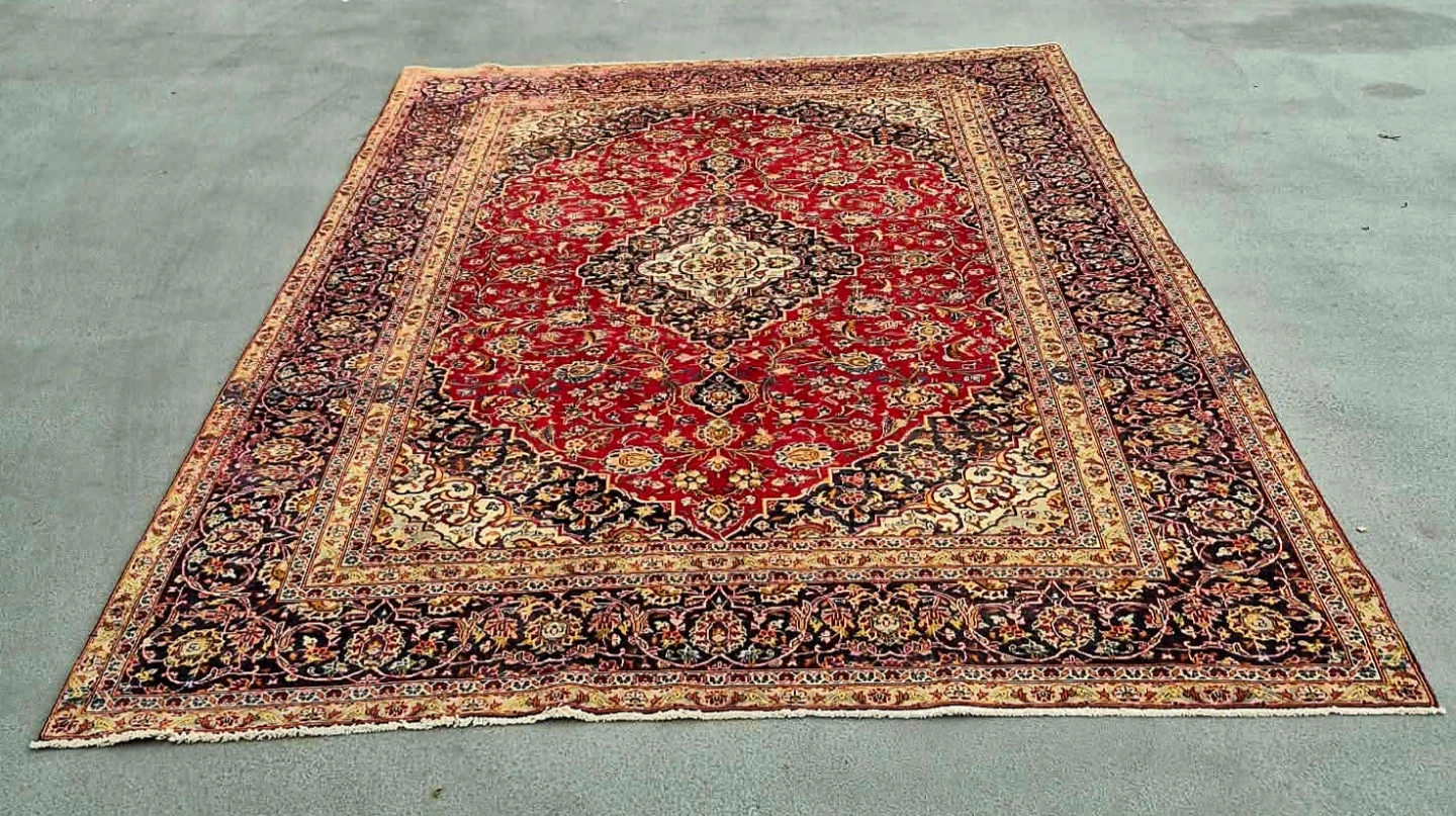 Rare Large Hand Woven Kashan Carpet Area Rug From Iran