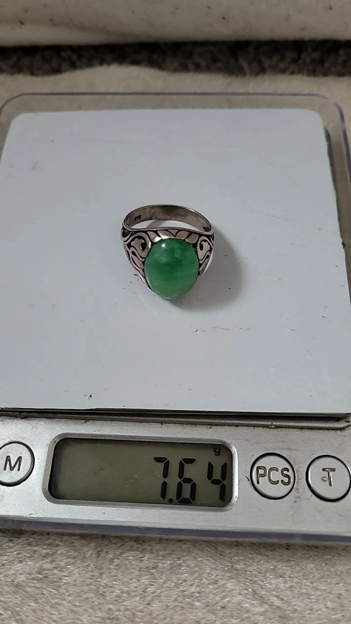 Jade and Silver Tone Ring - photo 2