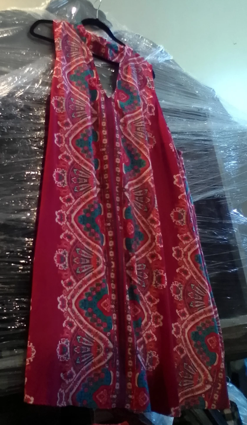 Women's Red Paisley Print Maxi Dress