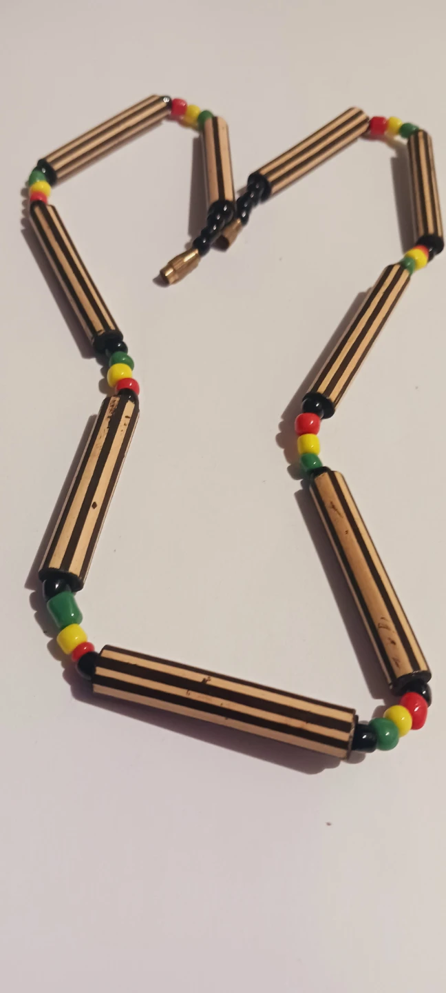Handmade Wood Bead Necklace with Rasta Colors - photo 3
