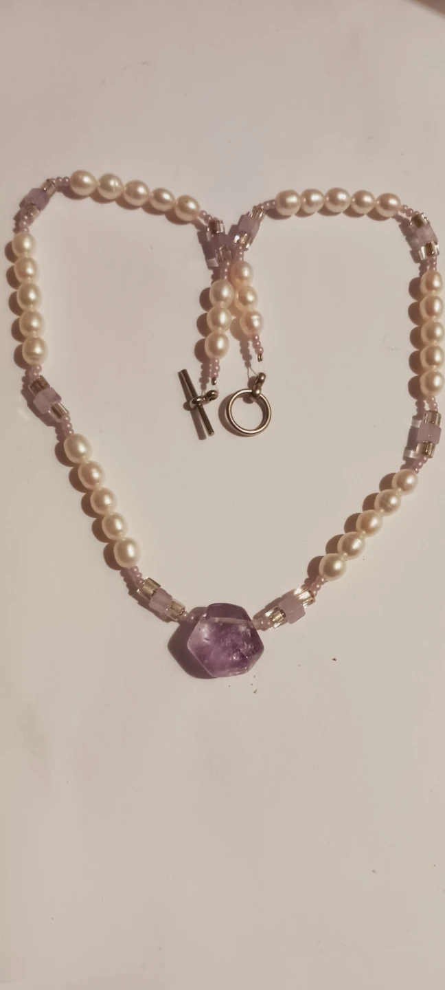 Freshwater Pearl & Amethyst Stone Beaded Necklace - photo 2
