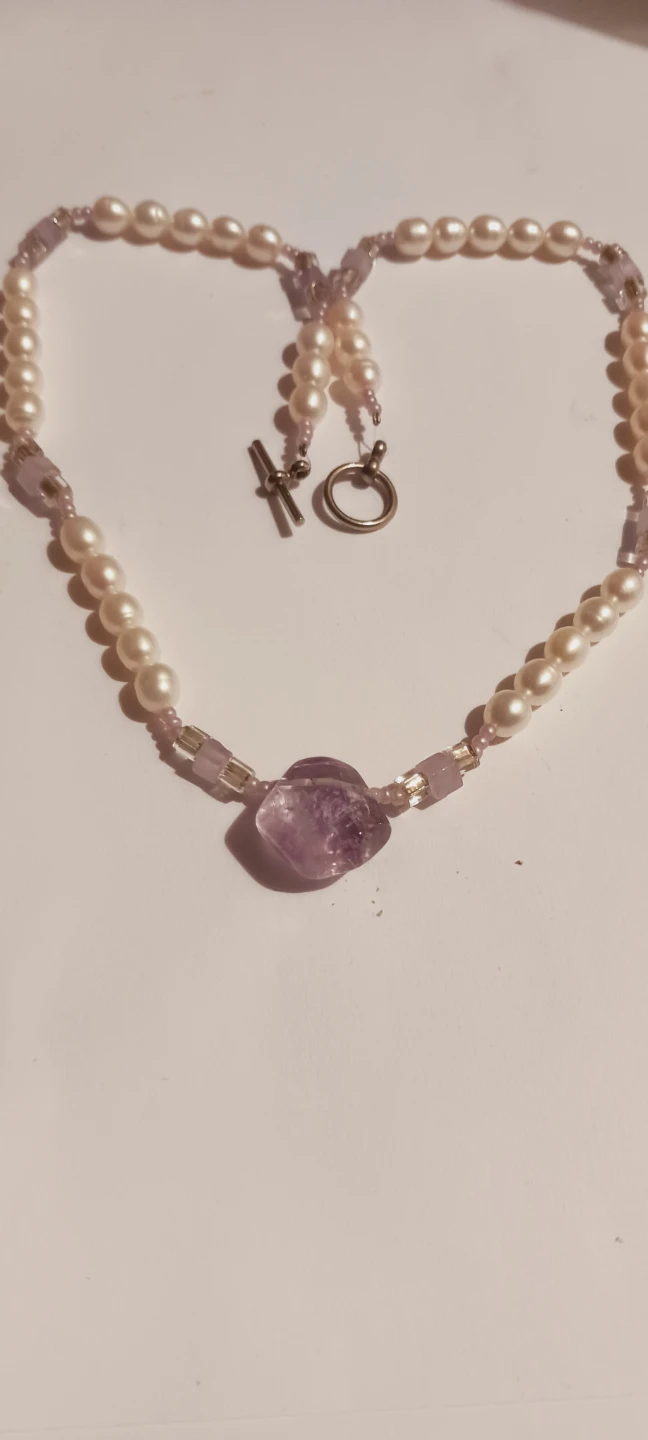 Freshwater Pearl & Amethyst Stone Beaded Necklace - photo 3