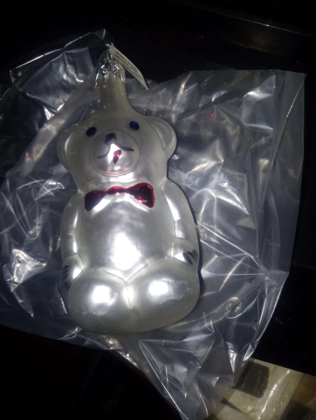 Glass Teddy Bear Ornament - Hand-Painted in Poland - photo 2