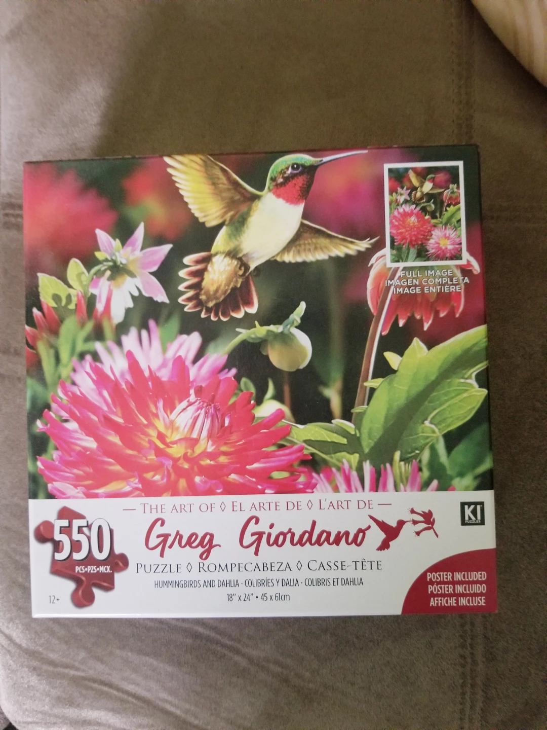 Greg Giordano 550 Piece Hummingbirds and Dahlia Puzzle
