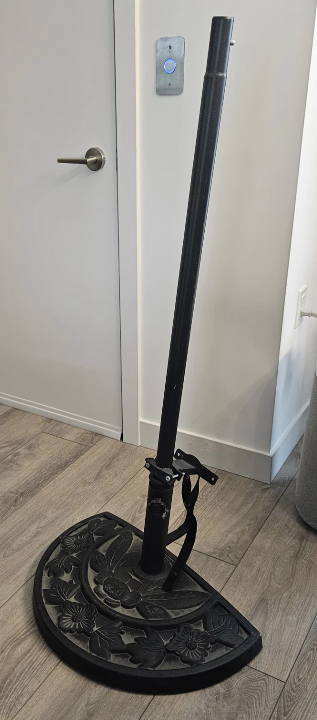 Black Patio Umbrella Stand with Decorative Base