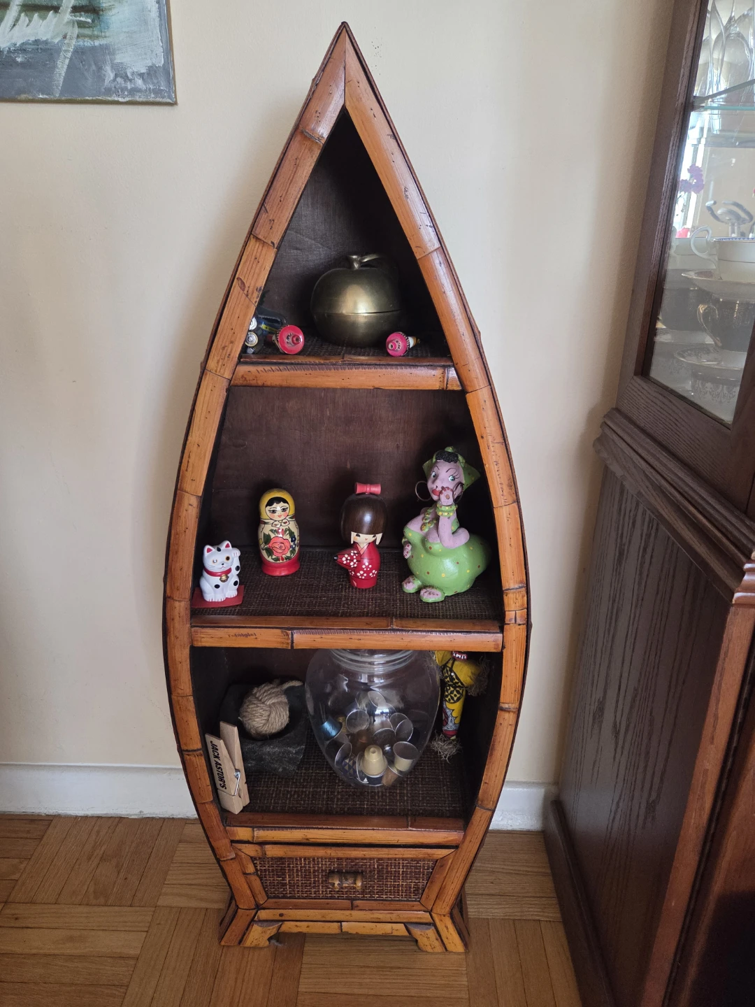 Canoe Shaped Bamboo Shelf Unit
