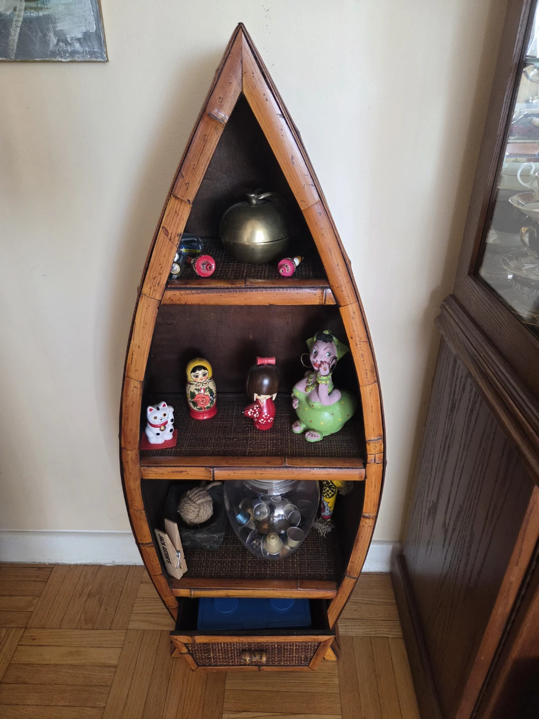 Canoe Shaped Bamboo Shelf Unit - photo 2