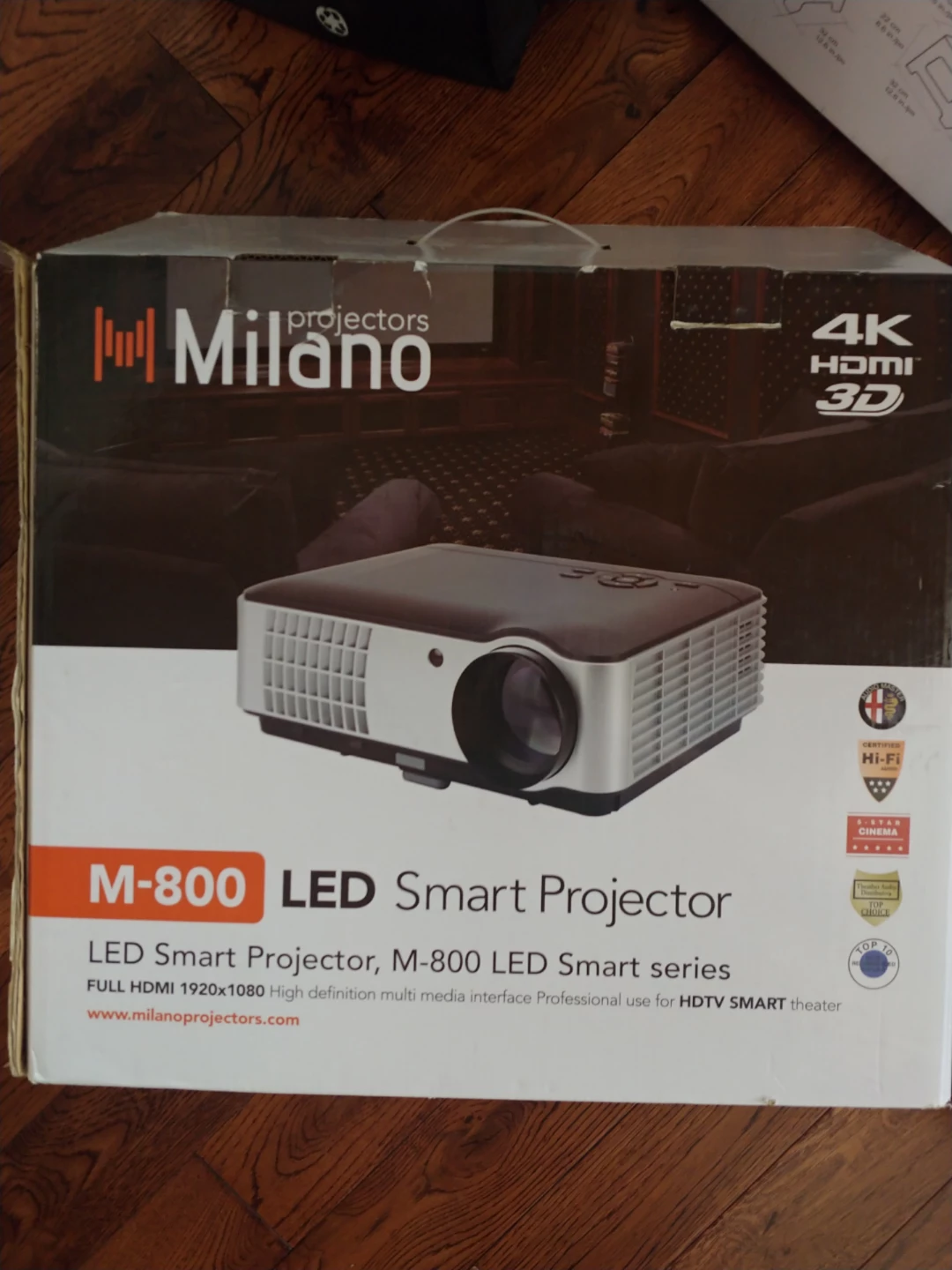 Milano M-800 LED Smart Projector 4K HDMI 3D