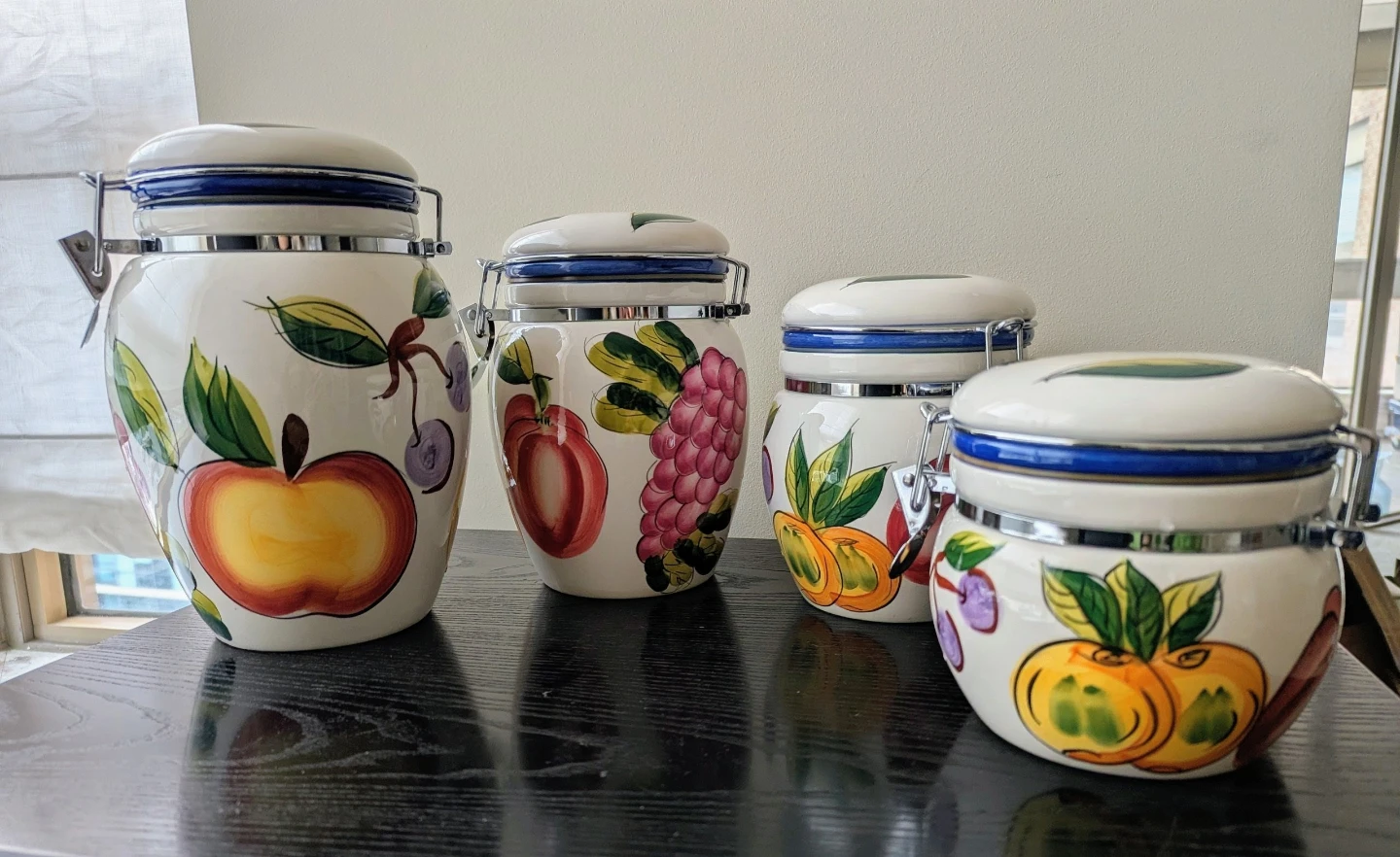 Tuscano Orchard Hand Painted Ceramic Canister Set