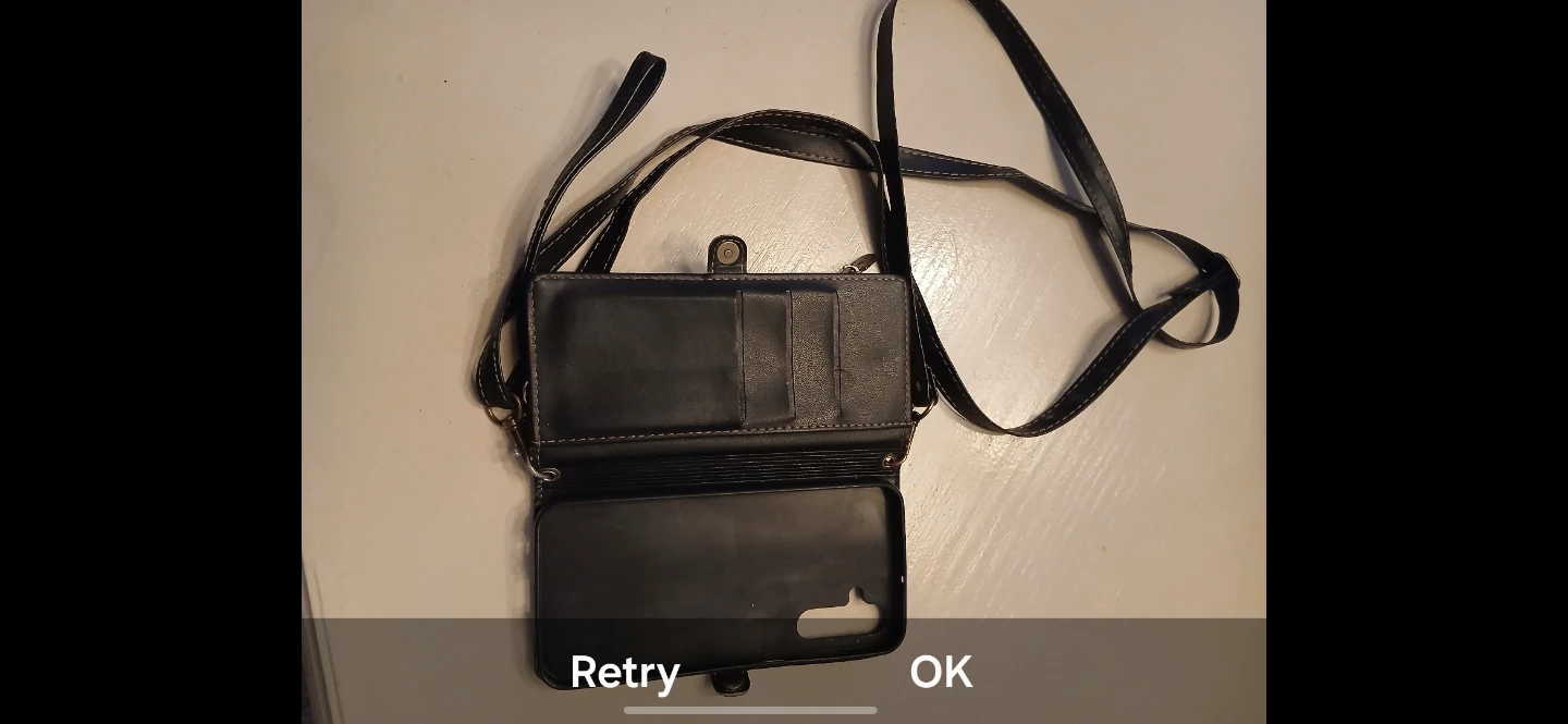 Black Faux Leather Wallet Phone Case with Strap - photo 3