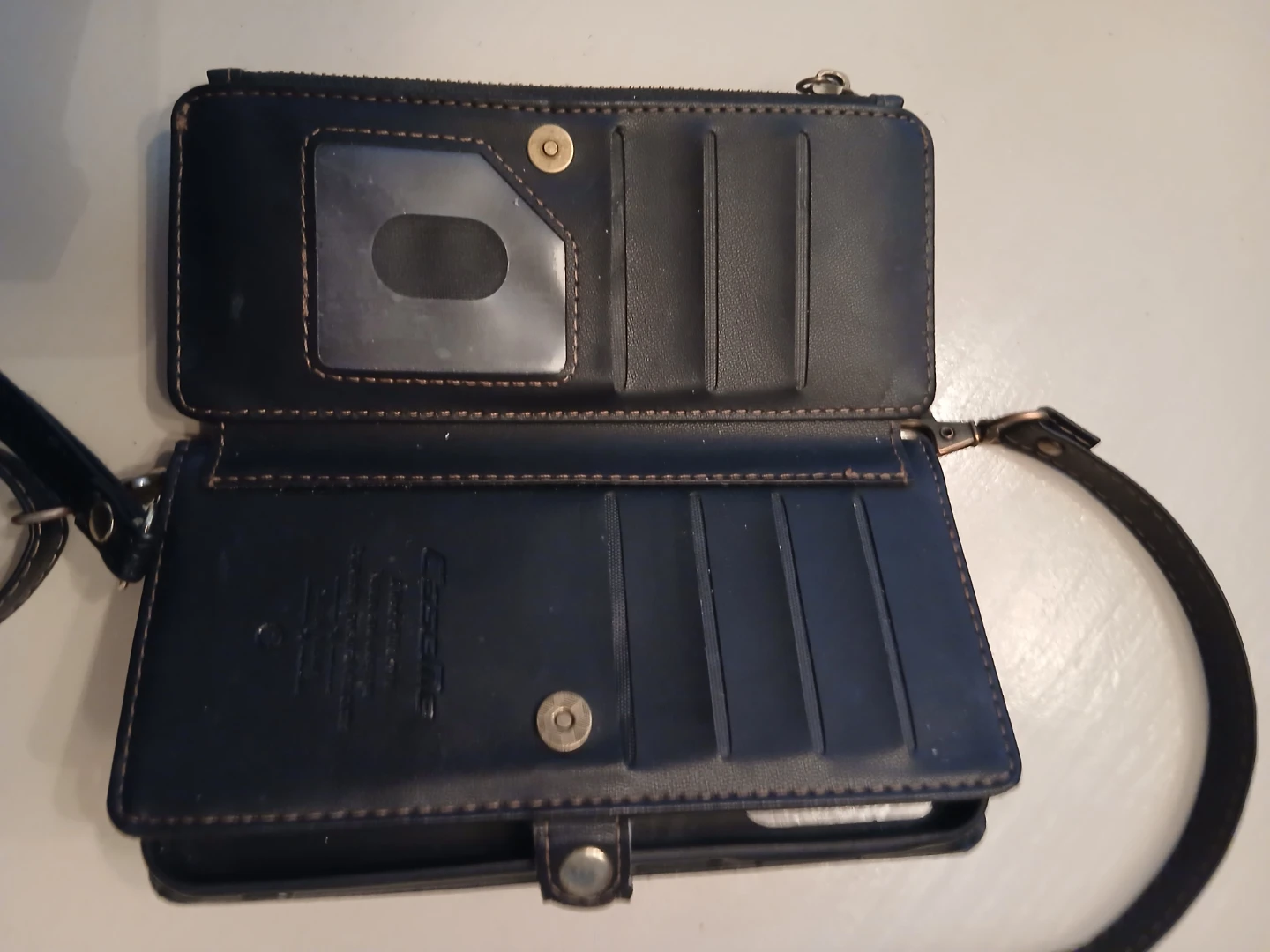 Black Faux Leather Wallet Phone Case with Strap - photo 4