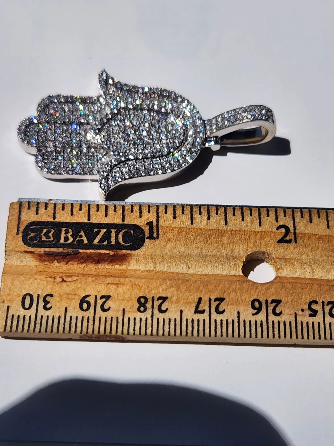 14k white gold Hamsa Pendant 3.50 carats 15 grams - photo 2