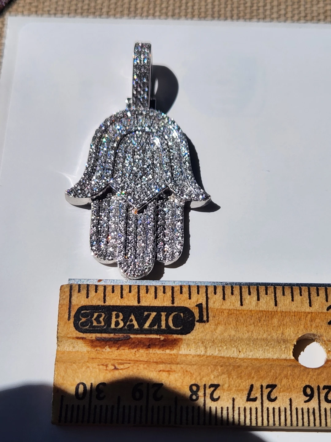 14k white gold Hamsa Pendant 3.50 carats 15 grams - photo 3