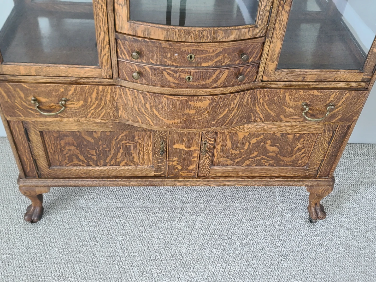 Antique Oak China Cabinet with Mirror - photo 2