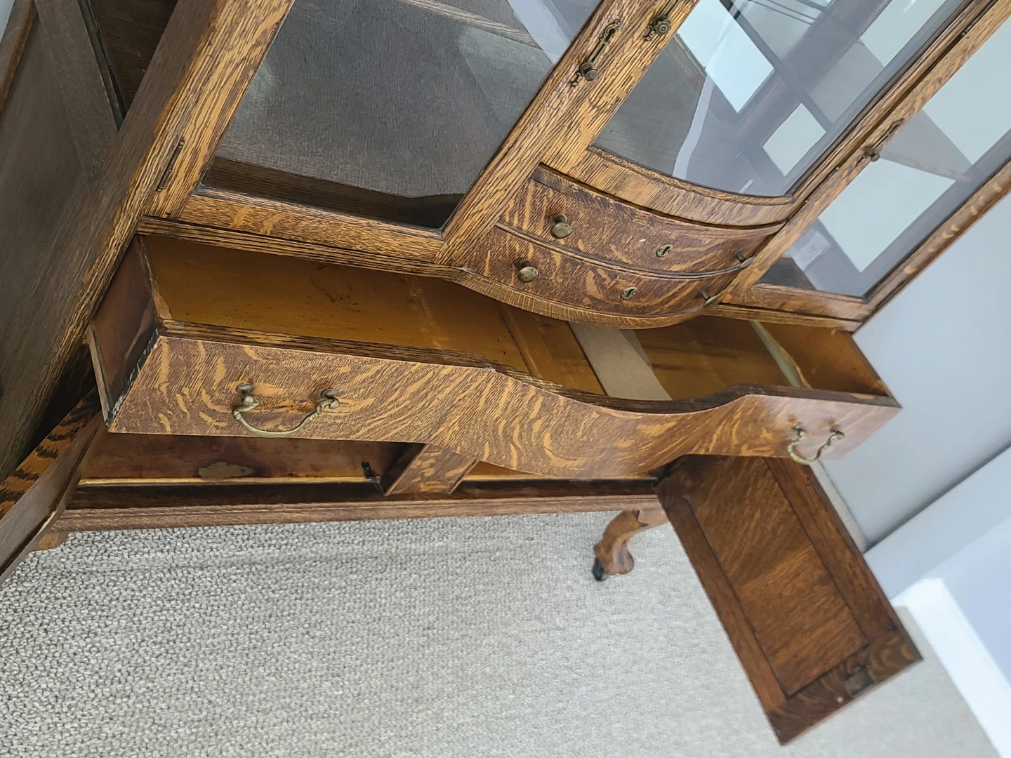 Antique Oak China Cabinet with Mirror - photo 5