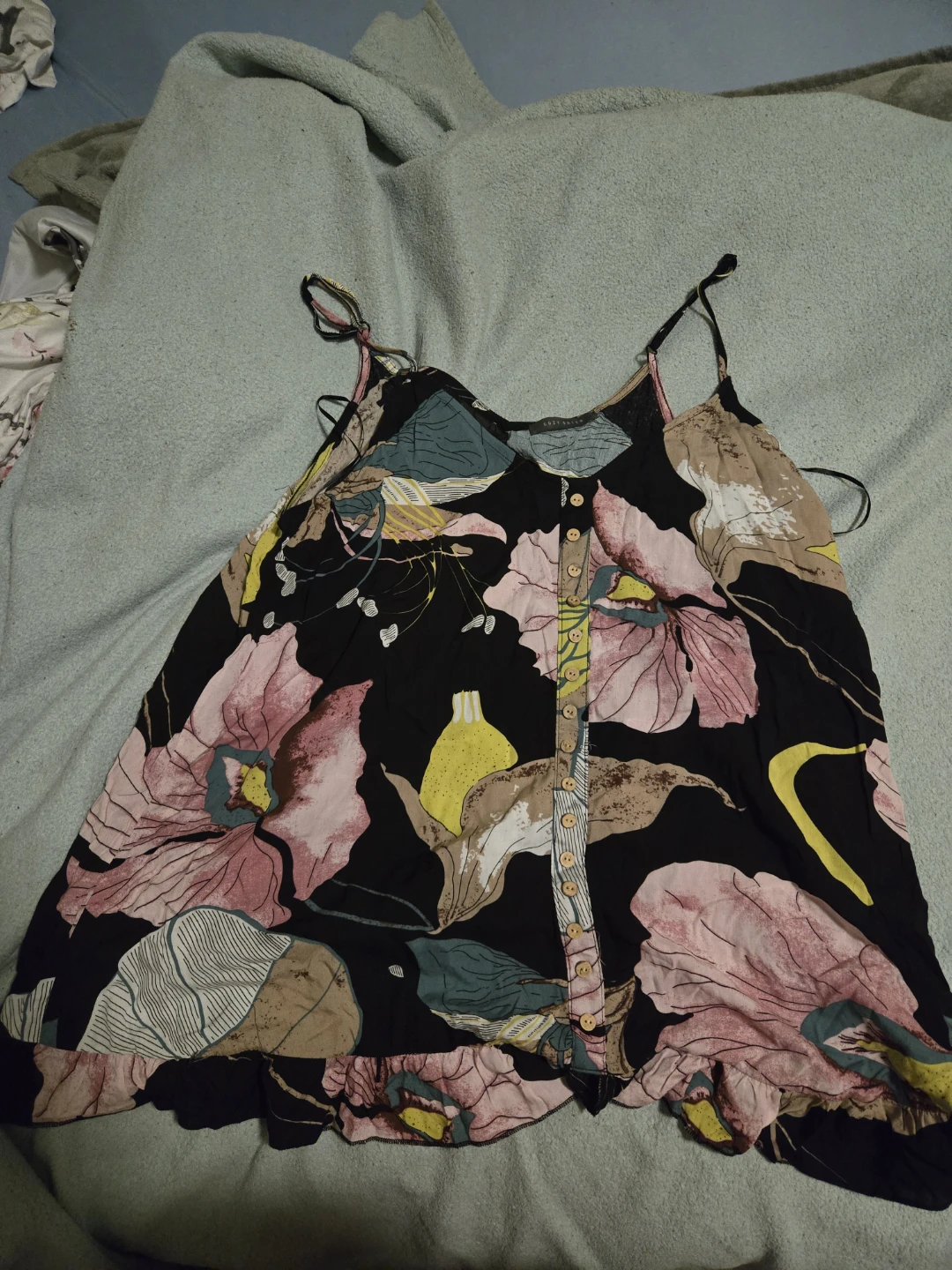 Black floral cami with button front