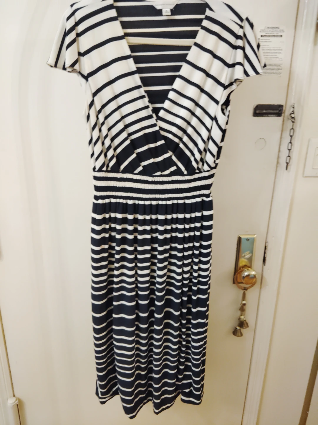 Striped V-Neck Knit Maxi Dress