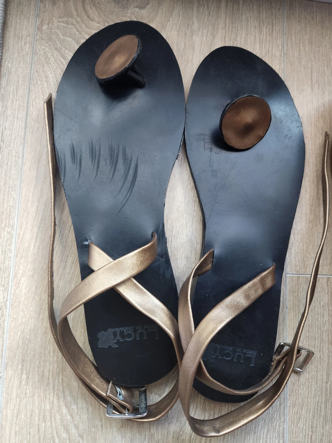 Lucy's Brand Flat Sandals- Gold/Black - photo 3