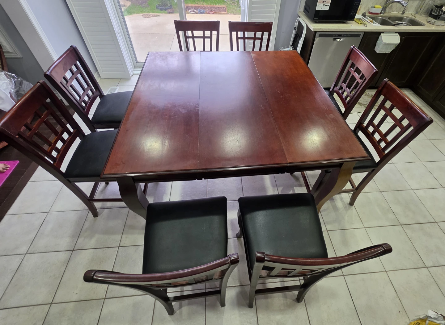 Extendable pub style Wooden Dining Table with 8 Chairs - photo 2