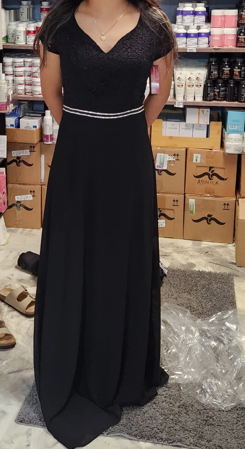 Black Lace Evening Gown