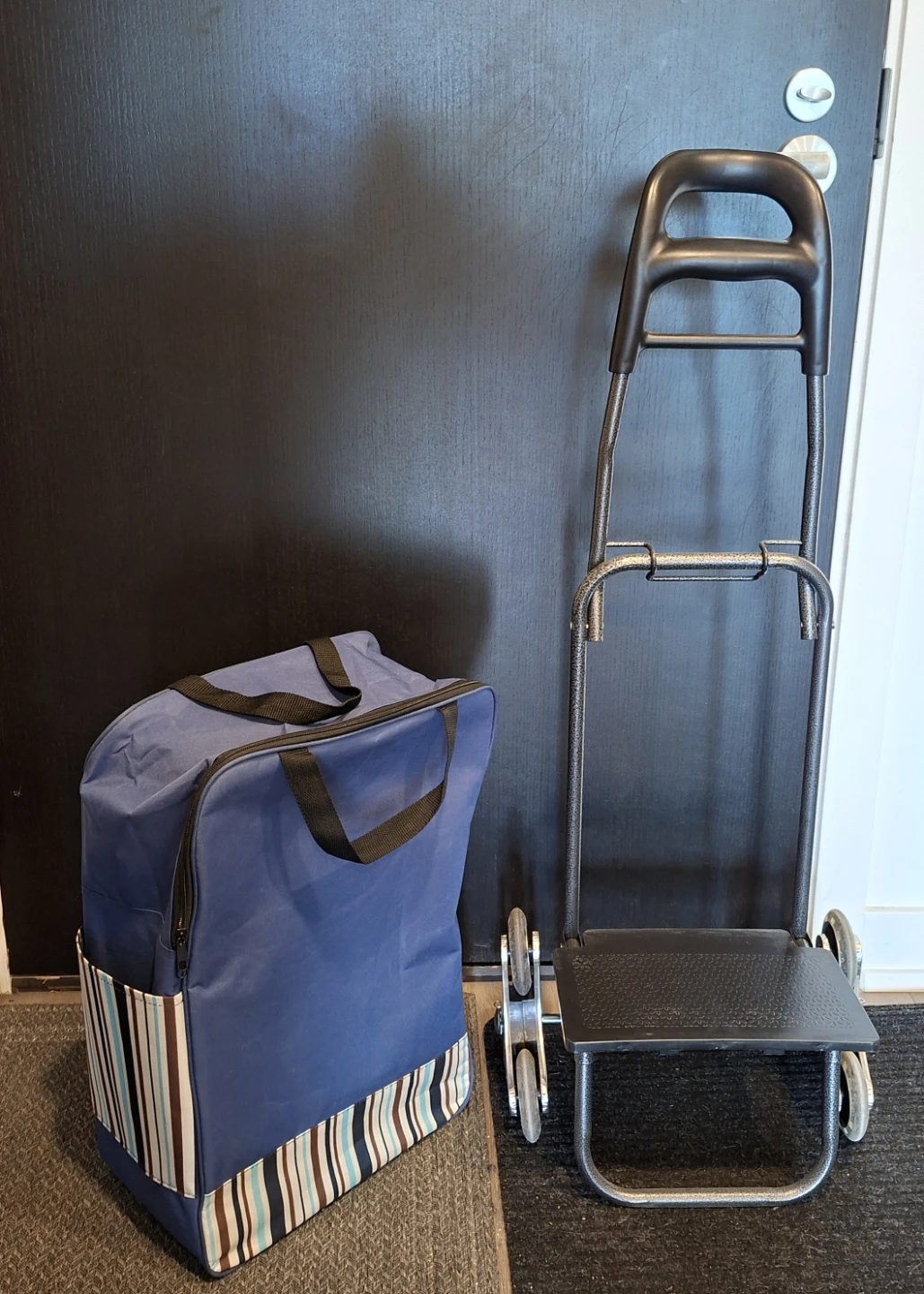 Blue Shopping Cart with Foldable Trolley