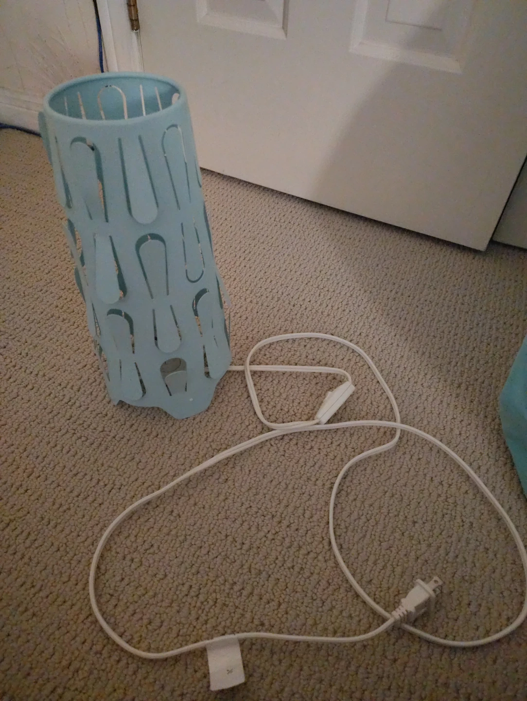 Blue Plastic Lampshade with Cord